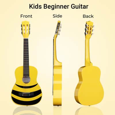 ADM Beginner Acoustic Classical Guitar Nylon Strings Wooden Guitar Bundle Kit for Kid Boy Girl Student Youth Guitarra Online Lessons with Gig Bag, Strap, Tuner, Picks (30 Inch, Honey Bee) image 2