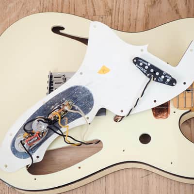 2000 Fender Telecaster Thinline USA Ash Body Olympic White Double Bound w/ Case, Lollar Pickups image 15