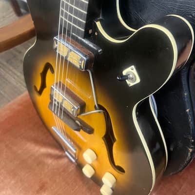 Early 60s Harmony Rocket H54 Hollow Body Guitar Tobacco With Hard Case image 5