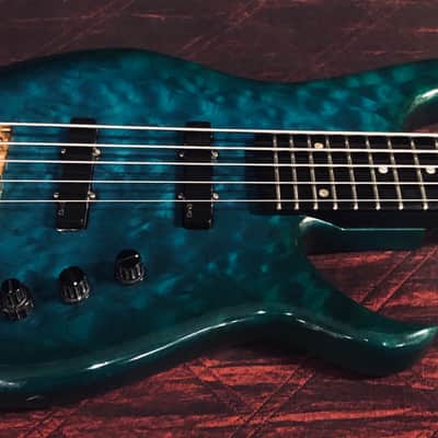 Modulus Graphite SPX 5 Bass 1989 Aqua Transparent Figured Maple image 7