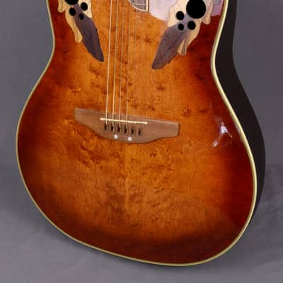 RARE Ovation CS 2000 Celebrity Deluxe Limited Edition Cherry Sunburst Flame Birdseye Maple ~MINT Top~ Elite image 4