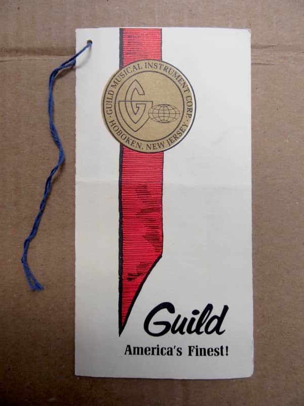 Guild T-100 Warranty & Registration Hang Tag Card. 1960's image 1