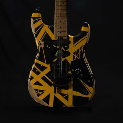 EVH Striped Series Frankenstein Frankie Electric Guitar - Black with Yellow Stripes, Relic 103 image 3