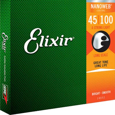 Elixir 14652 Nanoweb Stainless Steel Bass Strings - Light (45-100) image 1