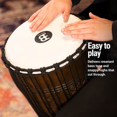 Meinl Percussion Mahogany Wood Djembe  — 12" Large Size Rope Tuned Goat Skin Head (HDJ17-L) image 2