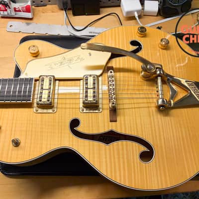 2014 Gretsch G6120AM Chet Atkins Hollow Body Amber Flame Filter’Tron Bigsby OHSC image 14