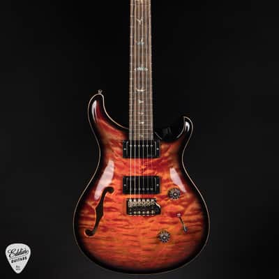 2024 - PRS Eddie's Guitars Wood Library Custom 24 Semi-Hollow Korina/Ziricote - Blood Orange Smokeburst image 3