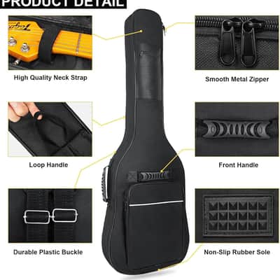 39 40 41 Inch Electric Guitar Bag, Electric Guitar Gig Bag 0.35 Inch Waterproof Thick Padding Backpack Soft Electric Guitar Case Dual Adjustable Shoulder Strap Pocket & Back Hanger Loop image 3