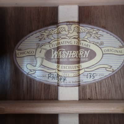 Washburn R318SKK 125th Anniversary Limited Edition Parlor Guitar 2008 Coffin Case Paper Work Very Clean #135 of 250 image 19