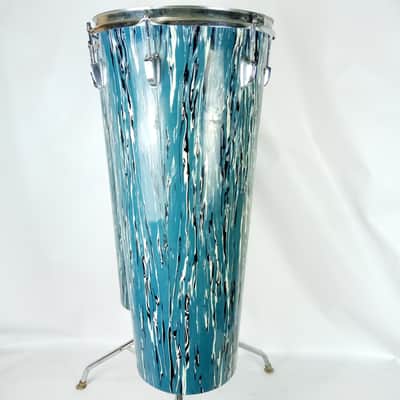 Ludwig Blue Oyster Bowling Ball Conga Drums 12x27" x2 +Hercules Stand Vintage70s image 4