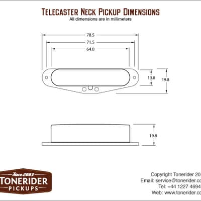 Tonerider Alnico II Blues Telecaster Pickups set Nickel image 4