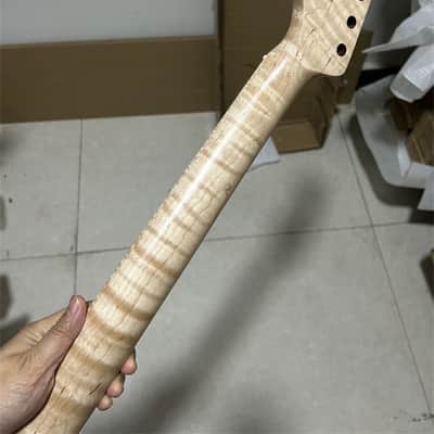 Matte 22Fret Flame Maple Electric guitar neck part 25.5inch wheel truss image 2