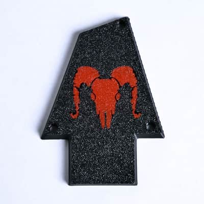 Custom Ibanez Truss Rod Cover for RG & JEM – Ram Skull (Red & Black) image 6