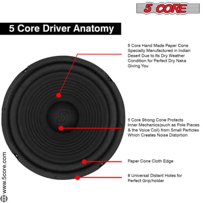 5Core 8 Inch Subwoofer Speaker 500W Peak 4 Ohm Replacement Car Bass Sub Woofer-2 PCS image 3
