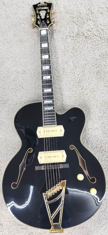 D'Angelico Excel 59 Hollowbody Electric Guitar w/Case, Black DAEX59BLK B-Stock image 1