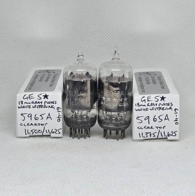 GE 5965A 5★ Star Clear Top Gray Plate Well Matched (2.1%) Pair NOS 12AT7 12AV7 5965 image 1