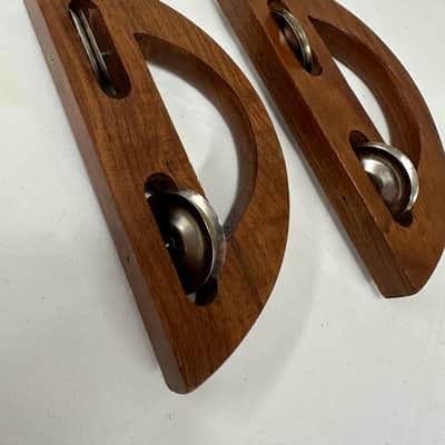 Hand Jingles-Crescent Shape, Pair, Rosewood & Chrome, 6.5" - NEW image 7