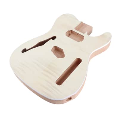 Unfinished Mahogany Wood F Hole Wood Tele Style Electric Guitar Body image 2