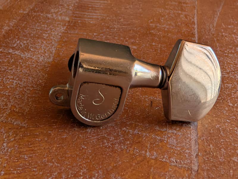 Schaller Tuning Peg Single Tab Large Button DAE Side Vintage 1970s Nickel image 1