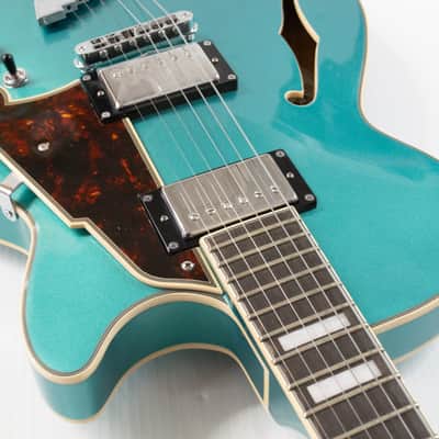 D'Angelico Premier SS Semi-hollowbody Electric Guitar - Sky Blue with Stopbar Tailpiece image 6