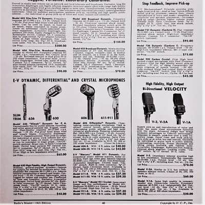 Vintage 1950's Electro-Voice 636 Omnidirectional Dynamic Microphone Hi Z w cable & stand 664 605 image 2
