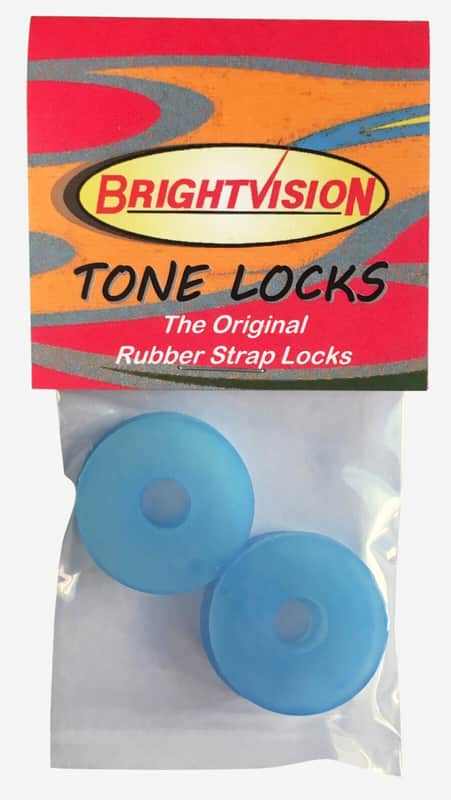 Four Translucent ICE-BLUE Rubber Guitar Strap Locks - Grolsch Style - Classic and Reliable image 1