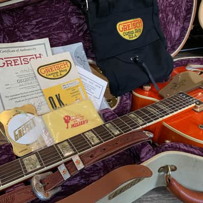 2017 Gretsch USA Custom Shop G6120WCST in Orange with orig. hard shell case and case candy image 23