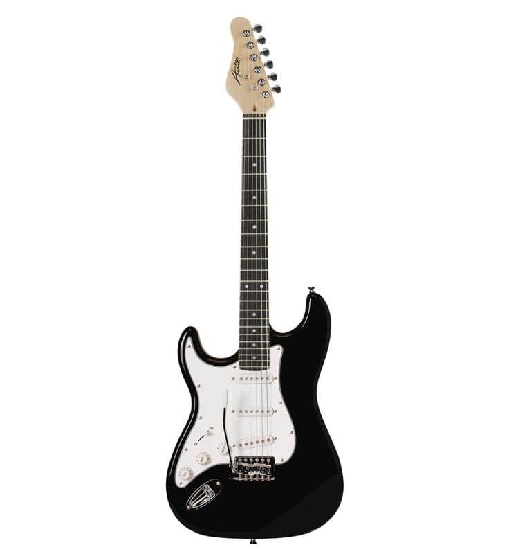Austin Electric Guitar, Double Cutaway Black Left Hand image 1