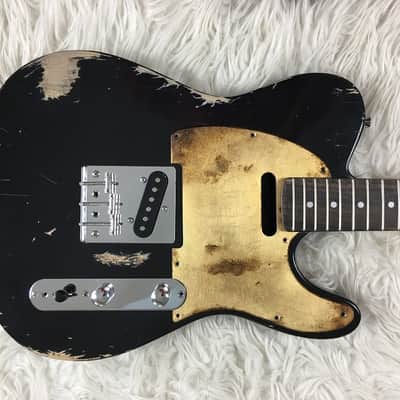 Pickguard Fender Telecaster style GOLD LEAF metallic RELIC scratchplate S vintage aged image 5