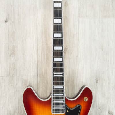 Mint Hagstrom VIK67-G-VSB '67 Viking II Semi-Hollow Guitar, Resinator Fretboard, Vintage Sunburst image 5