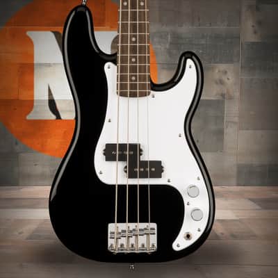 Squier Mini Precision Bass - Laurel Fingerboard - White Pickguard - Black image 1