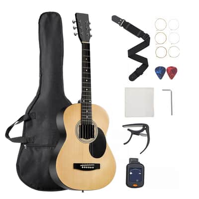 36 in Dreadnought Acoustic Guitar Natural Beginner Bundle with Gig Bag for Teen image 1