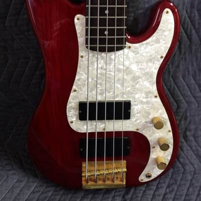 Squier by Fender Pro Tone Protone 5 string bass Red stain- MIK Korea- HSC image 6