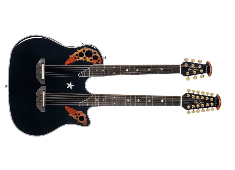 Ovation Richie Sambora Signature Elite Double Neck Gloss Black Acoustic Electric Guitar RSE225-5 image 1