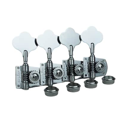 Guyker Bass (4 for Right) Machine Head - 1:21 Ratio Gear Open Frame Tuners Tuning Key Pegs Replacement for Electric Jazz Guitar Bass or Precision Instruments, Chrome image 1