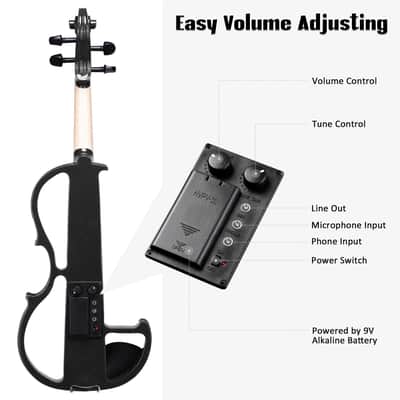 Cxxss 4/4 Violin Electric Violin(right hand)Black-US image 8