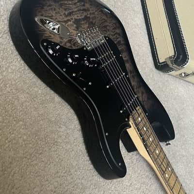 Fender QMT Pale Moon Ebony Stratocaster 2019 - Transparent Black Burst Plus Top image 8