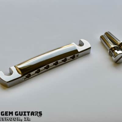 New! Gibson OEM Stoptail Tailpiece with Studs Nickel Finish fits Les Paul Standard, ES-335, SG Standard Stop Tail image 1