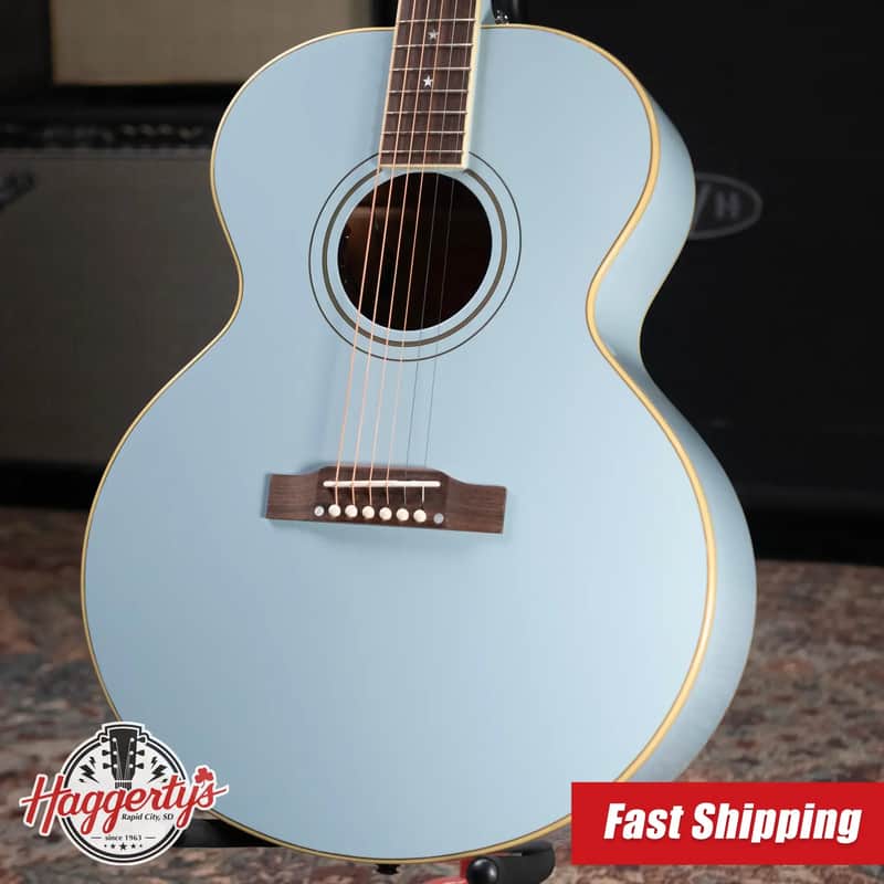 Epiphone Inspired by Gibson J-180 LS Acoustic/Electric Guitar - Frost Blue with Hardshell Case image 1