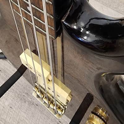 1980's Cort Bass Guitar 4 string 1980's - Glossy brown/black wood finish image 12