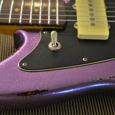 American Fender Jazzmaster Limited Edition Custom Heavy Relic Nitro Purple Sparkle image 23