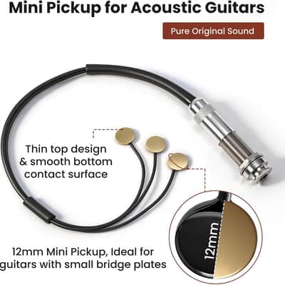 Mini Acoustic Guitar Pickup, Passive Piezo Acoustic Pickup with Three Balanced, Piezo Pickup for Acoustic Guitars, GS Mini & Journey Collapsible Models, Steel String Acoustic Guitar, Ukulele image 3