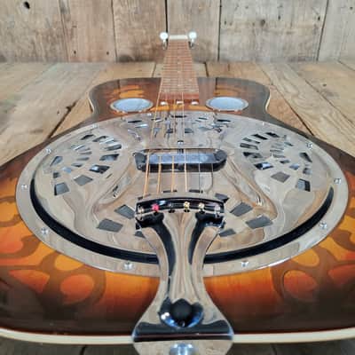 Dobro Model 66B Squareneck Resonator 1985 Sandblasted Birch With Case - Sunburst sandblasted French Scroll design image 22