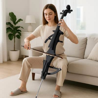 US Full Size 4/4 Electric Cello – Black Piano Finish | Z-Style Design | Complete Set image 1