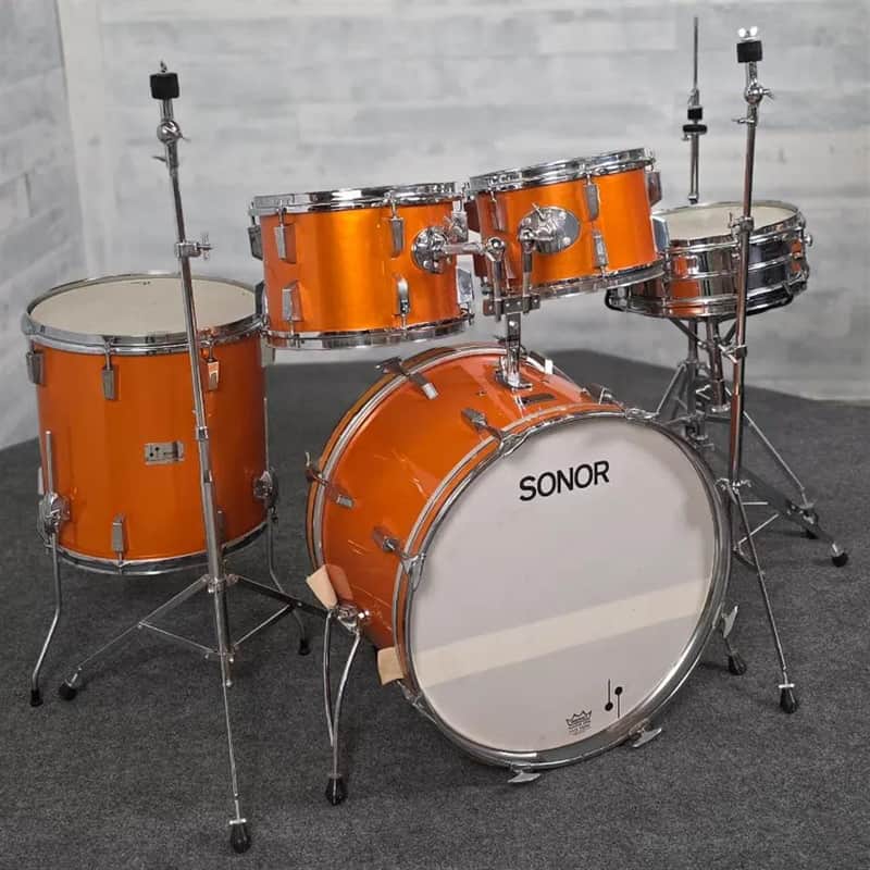Used Vintage Sonor Champion 5pc Drum Set Metallic Orange w/Hardware - Very Good image 1