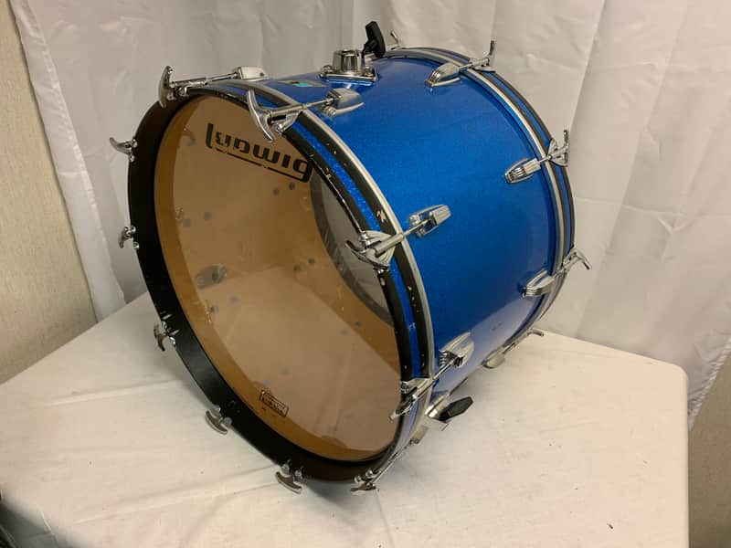 Vintage Ludwig Blue Sparkle Bass Drum 14" X 22" Olive Badge Series image 1