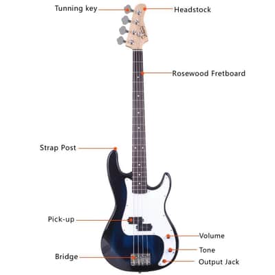 Glarry Right Handed Full Size GP Electric Bass Guitar Bass With 20W AMP US image 2