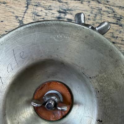 VIntage Leedy Greeko 3 7/8" Egyptian Chime Cymbal with Leedy Chrome Plated Bulldog Holder Traps Era 1920s -30s #2 image 7