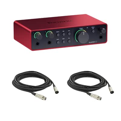 Focusrite Scarlett 2i2 4th Gen USB Audio Interface with 2x 10' XLR Cables image 1