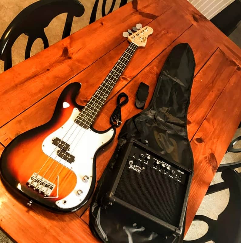 🎸+Amp! Glarry P Style Electric Bass Guitar +Rosewood Fretboard +Soft Case/Gig Bag +Strap +Cable +Pick!🎸 image 1